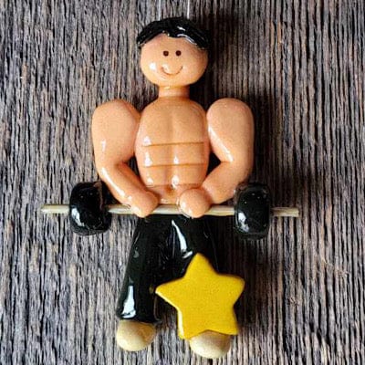 Male Weightlifter Christmas Ornament